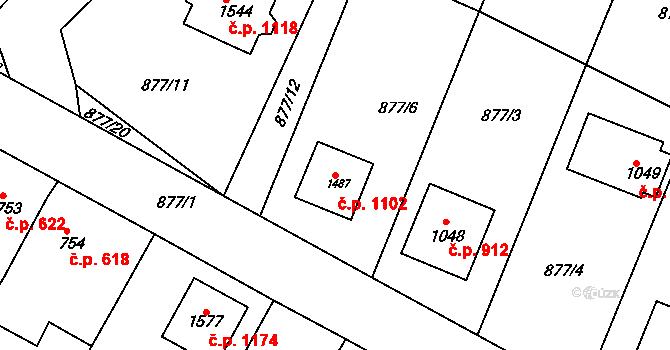 Bakov nad Jizerou 1102 na parcele st. 1487 v KÚ Bakov nad Jizerou, Katastrální mapa