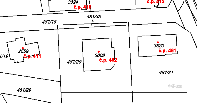 Horní Brána 462, Český Krumlov na parcele st. 3668 v KÚ Český Krumlov, Katastrální mapa