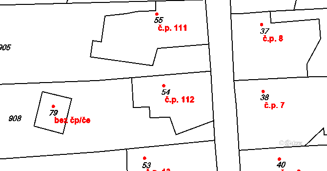 Nové Osinalice 112, Medonosy na parcele st. 54 v KÚ Osinalice, Katastrální mapa