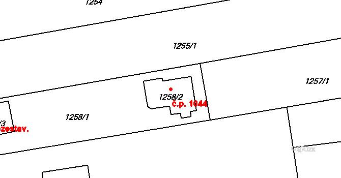Štramberk 1044 na parcele st. 1258/2 v KÚ Štramberk, Katastrální mapa