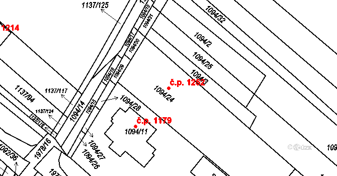 Mistřín 1252, Svatobořice-Mistřín na parcele st. 1094/24 v KÚ Mistřín, Katastrální mapa