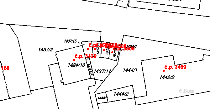 Frýdek 3508, Frýdek-Místek na parcele st. 7670/9 v KÚ Frýdek, Katastrální mapa