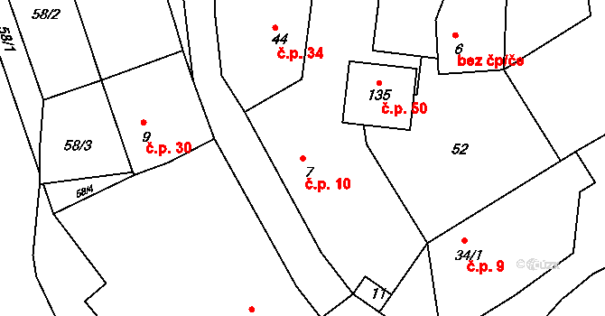 Čeňovice 10, Teplýšovice na parcele st. 7 v KÚ Čeňovice, Katastrální mapa