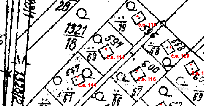 Lukov 114 na parcele st. 597 v KÚ Lukov u Zlína, Katastrální mapa