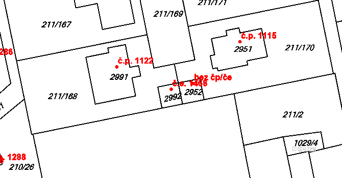 Sezimovo Ústí 1468 na parcele st. 2992 v KÚ Sezimovo Ústí, Katastrální mapa