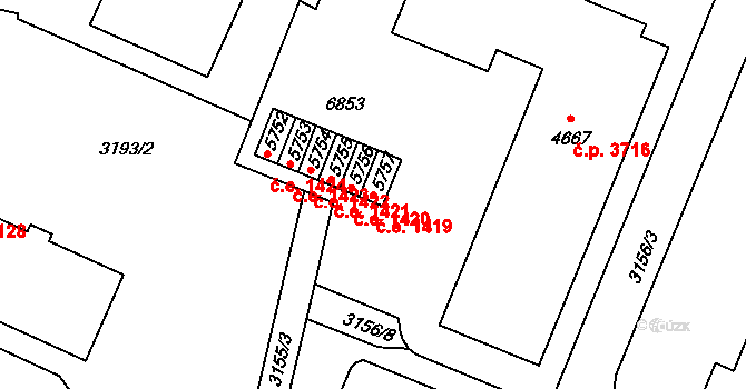 Zlín 1419 na parcele st. 5757 v KÚ Zlín, Katastrální mapa