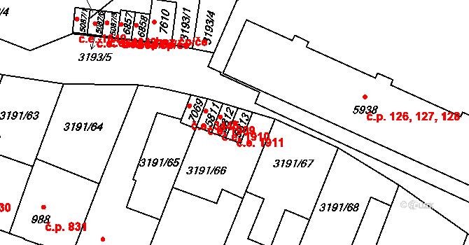 Zlín 1911 na parcele st. 5813 v KÚ Zlín, Katastrální mapa