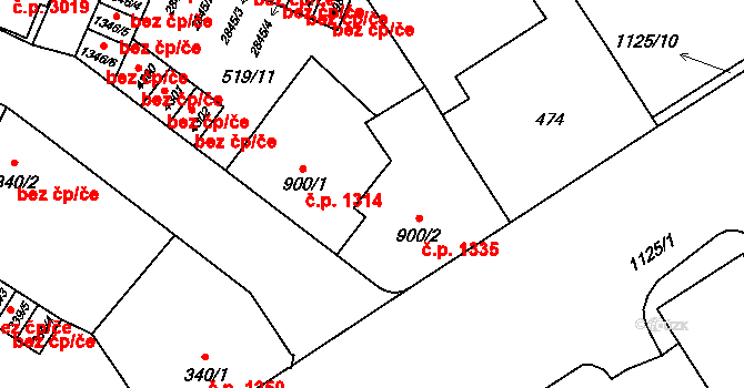 Vítkovice 1335, Ostrava na parcele st. 900/2 v KÚ Zábřeh-VŽ, Katastrální mapa