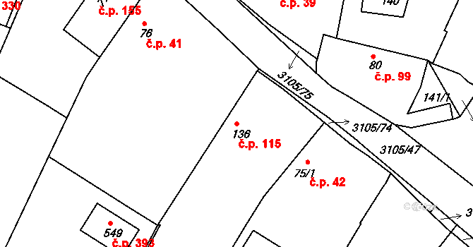 Sepekov 115 na parcele st. 136 v KÚ Sepekov, Katastrální mapa