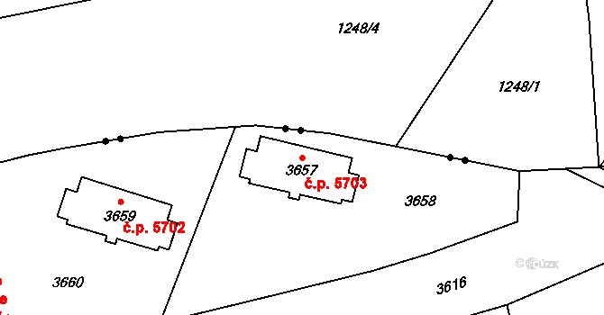 Svinov 5703, Ostrava na parcele st. 3657 v KÚ Svinov, Katastrální mapa