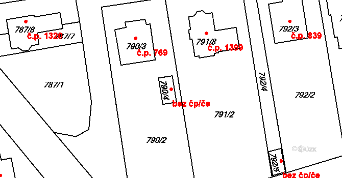 Opava 38107341 na parcele st. 790/4 v KÚ Kylešovice, Katastrální mapa