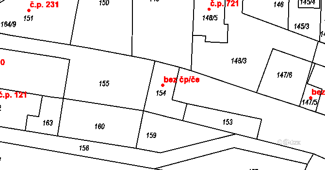 Střelice 39832341 na parcele st. 154 v KÚ Střelice u Brna, Katastrální mapa