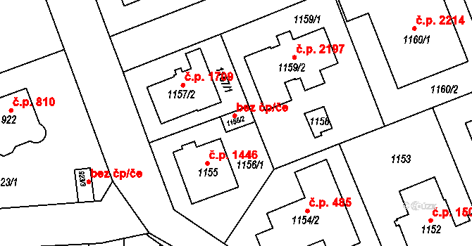 Praha 40418341 na parcele st. 1156/2 v KÚ Modřany, Katastrální mapa