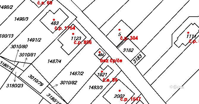 Uherské Hradiště 40638341 na parcele st. 484 v KÚ Mařatice, Katastrální mapa