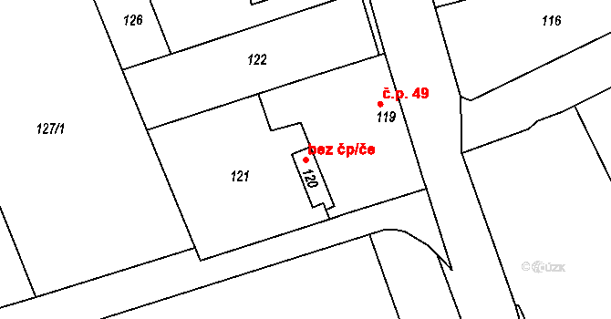 Dlouhá Loučka 40835341 na parcele st. 120 v KÚ Dolní Dlouhá Loučka, Katastrální mapa