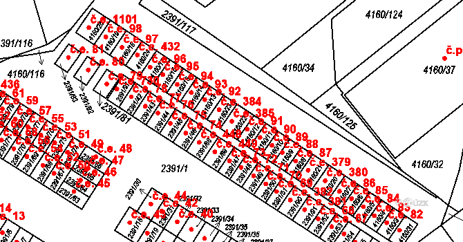 Jindřichův Hradec II 385, Jindřichův Hradec na parcele st. 4160/22 v KÚ Jindřichův Hradec, Katastrální mapa