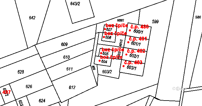 Rájec-Jestřebí 41680341 na parcele st. 605 v KÚ Rájec nad Svitavou, Katastrální mapa
