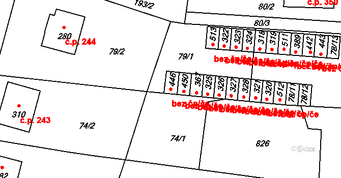 Sedlec-Prčice 41813341 na parcele st. 446 v KÚ Sedlec u Votic, Katastrální mapa
