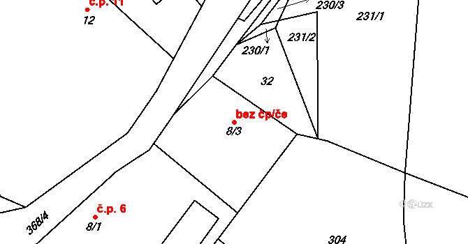 Borek 42174341 na parcele st. 8/3 v KÚ Borek u Miletína, Katastrální mapa