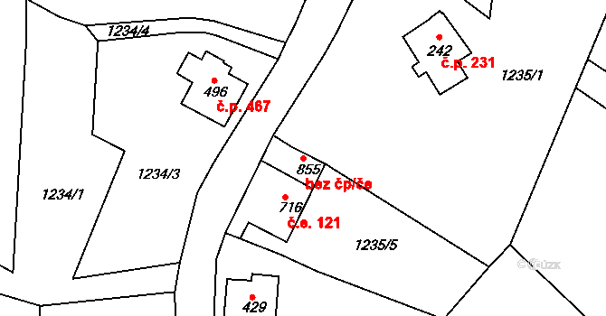 Bublava 44315341 na parcele st. 855 v KÚ Bublava, Katastrální mapa