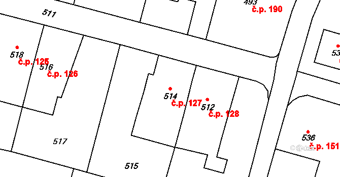 Suché Lazce 127, Opava na parcele st. 514 v KÚ Suché Lazce, Katastrální mapa