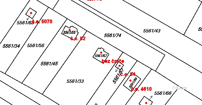 Jihlava 44492341 na parcele st. 5561/67 v KÚ Jihlava, Katastrální mapa