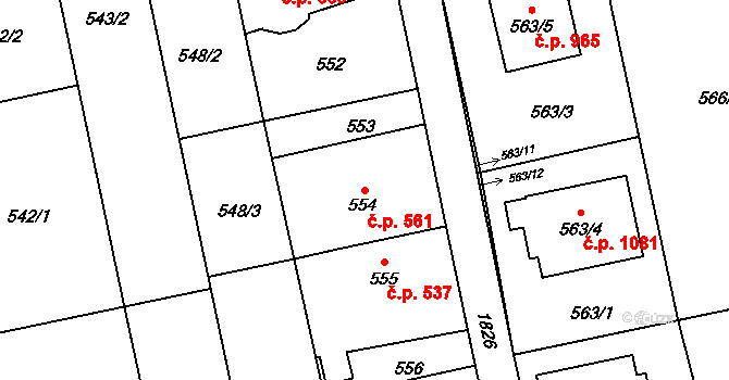 Kylešovice 561, Opava na parcele st. 554 v KÚ Kylešovice, Katastrální mapa