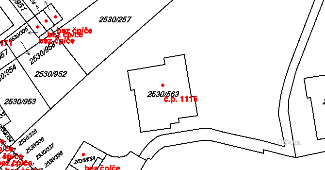 Předměstí 1115, Opava na parcele st. 2530/563 v KÚ Opava-Předměstí, Katastrální mapa