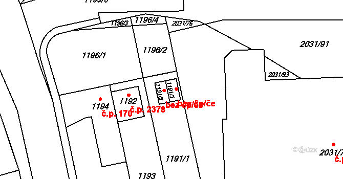 Praha 46705341 na parcele st. 1191/3 v KÚ Chodov, Katastrální mapa