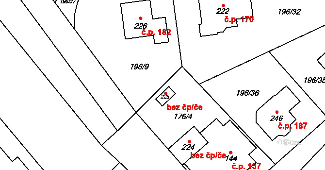 Choťánky 47955341 na parcele st. 225 v KÚ Choťánky, Katastrální mapa