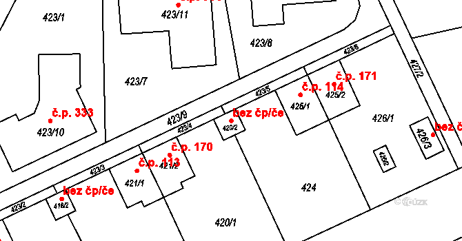 Chuchelná 48230341 na parcele st. 420/2 v KÚ Chuchelná, Katastrální mapa