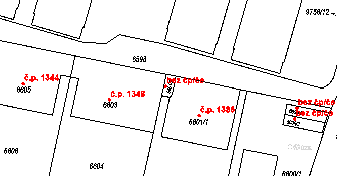 Brno 48450341 na parcele st. 6601/2 v KÚ Židenice, Katastrální mapa