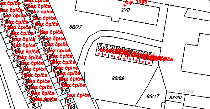 Třebíč 50384341 na parcele st. 305 v KÚ Řípov, Katastrální mapa