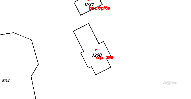Racková 299 na parcele st. 1230 v KÚ Racková, Katastrální mapa