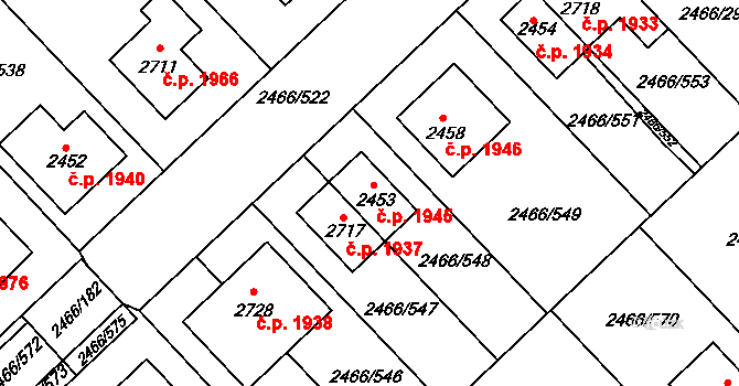 Tišnov 1945 na parcele st. 2453 v KÚ Tišnov, Katastrální mapa