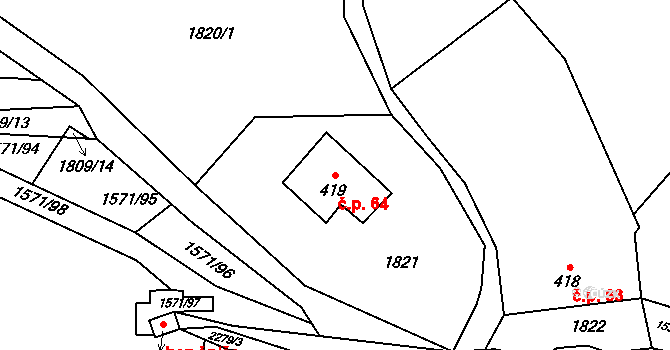Beroun-Město 64, Beroun na parcele st. 419 v KÚ Beroun, Katastrální mapa