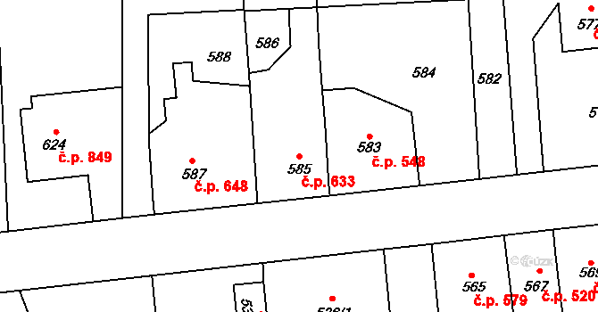 Kostelec nad Černými lesy 633 na parcele st. 585 v KÚ Kostelec nad Černými lesy, Katastrální mapa