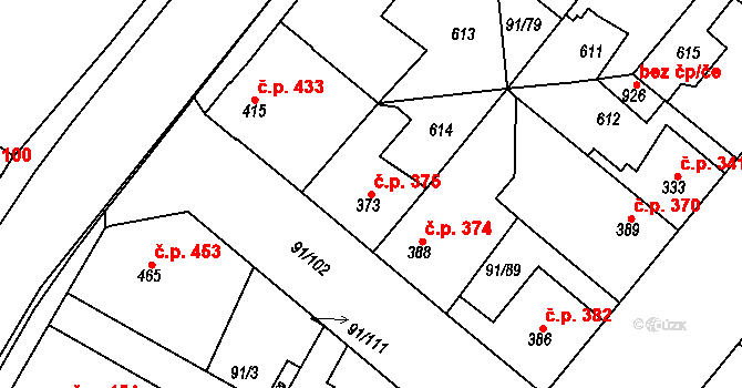 Mikovice 375, Kralupy nad Vltavou na parcele st. 373 v KÚ Mikovice u Kralup nad Vltavou, Katastrální mapa