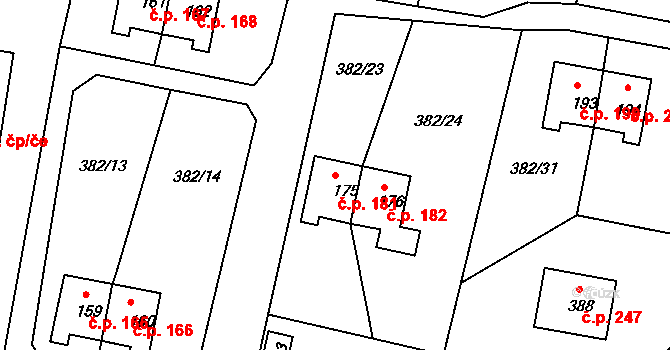 Mlékojedy 181, Neratovice na parcele st. 175 v KÚ Mlékojedy u Neratovic, Katastrální mapa