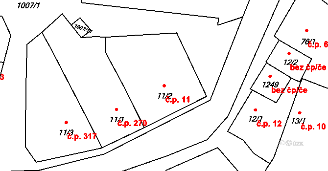 Nučice 11 na parcele st. 11/2 v KÚ Nučice u Rudné, Katastrální mapa