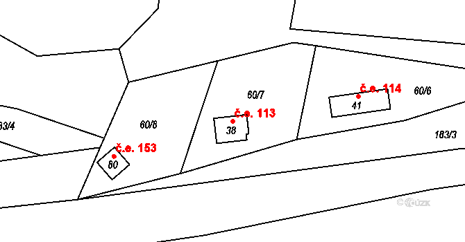 Chotětín 113, Zbiroh na parcele st. 38 v KÚ Chotětín, Katastrální mapa
