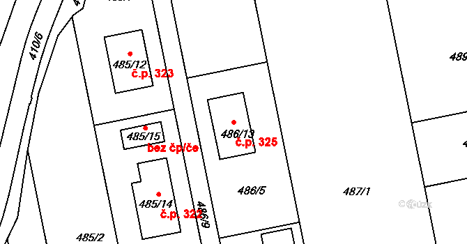 Nový Šaldorf 325, Nový Šaldorf-Sedlešovice na parcele st. 486/13 v KÚ Nový Šaldorf, Katastrální mapa