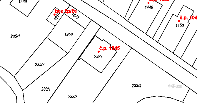 Litovel 1245 na parcele st. 2927 v KÚ Litovel, Katastrální mapa