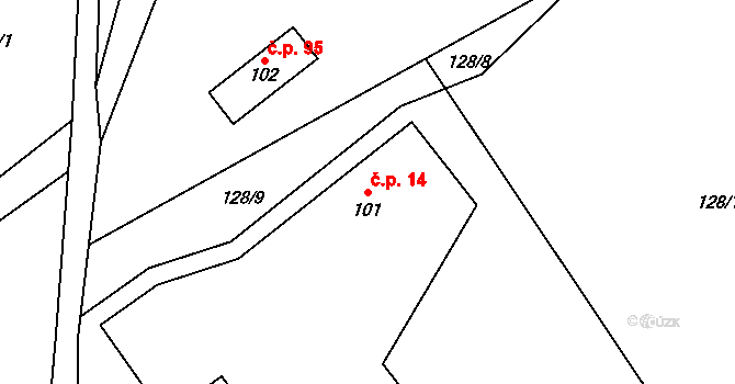 Třemešek 14, Oskava na parcele st. 101 v KÚ Třemešek, Katastrální mapa