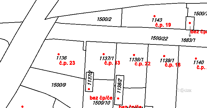 Nádražní Předměstí 13, Český Krumlov na parcele st. 1137/1 v KÚ Český Krumlov, Katastrální mapa
