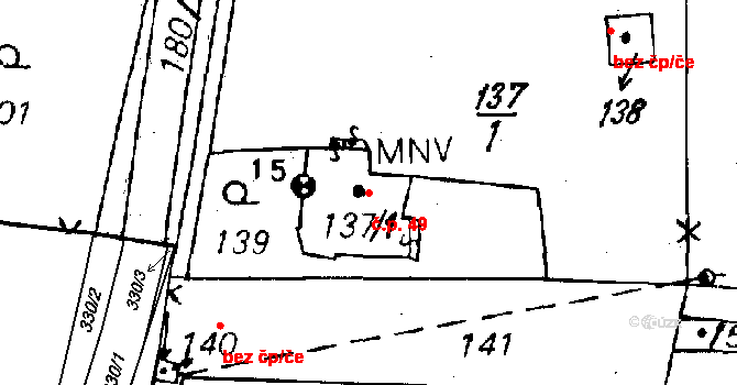 Horní Sekyřany 49, Heřmanova Huť na parcele st. 137/1 v KÚ Horní Sekyřany, Katastrální mapa