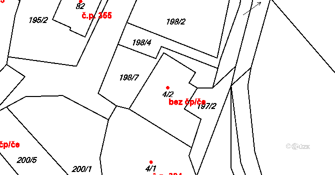Pecka 93211341 na parcele st. 4/2 v KÚ Lhota u Pecky, Katastrální mapa