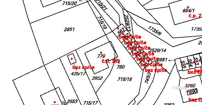 Klenčí pod Čerchovem 369 na parcele st. 779 v KÚ Klenčí pod Čerchovem, Katastrální mapa