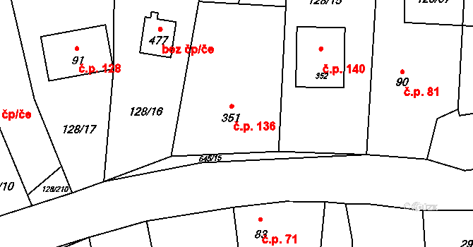 Šťáhlavice 136, Šťáhlavy na parcele st. 351 v KÚ Šťáhlavice, Katastrální mapa