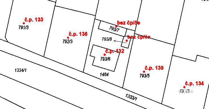 Citonice 132 na parcele st. 793/6 v KÚ Citonice, Katastrální mapa